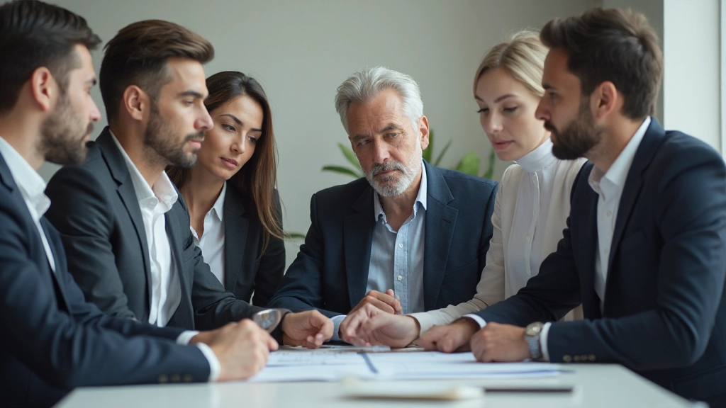 Совещание команды менеджеров по обсуждению реализации стратегического плана развития компании