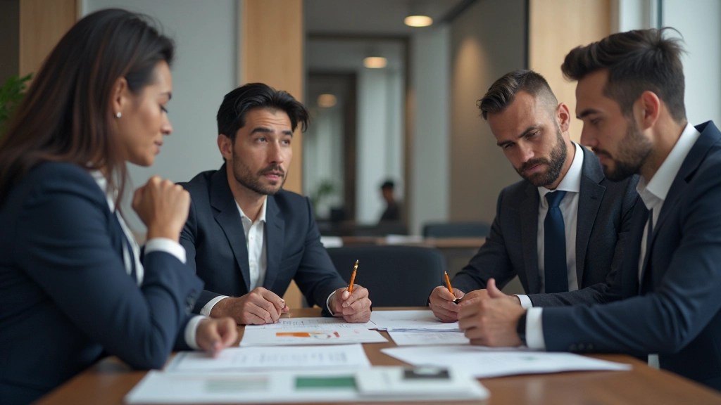 Деловая встреча команды руководителей обсуждают стратегические направления развития компании