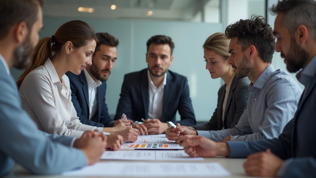 Команда разработчиков анализирует различные сценарии рисков на встрече