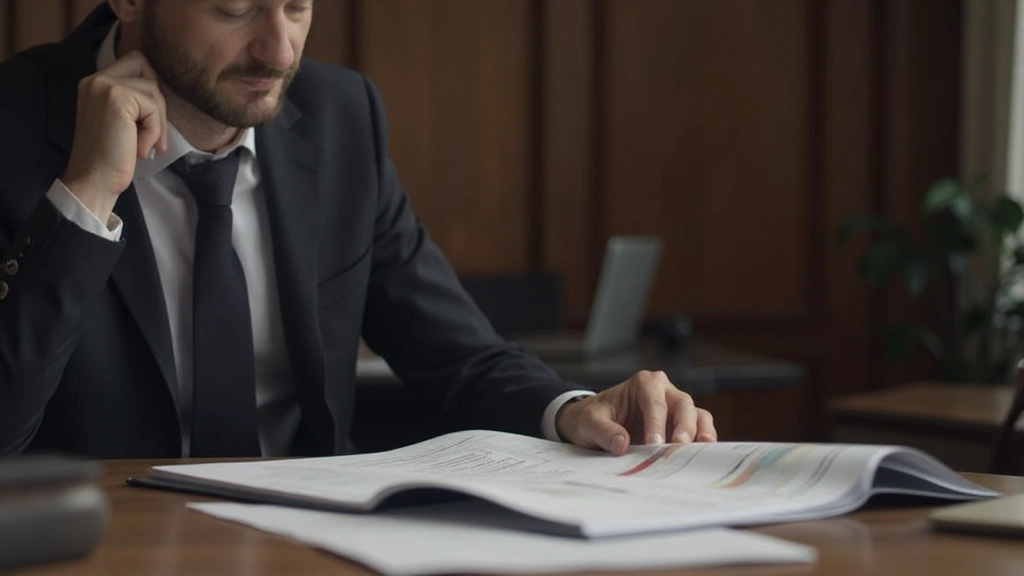 Руководитель компании планирует финансовую стратегию с расчетами на столе