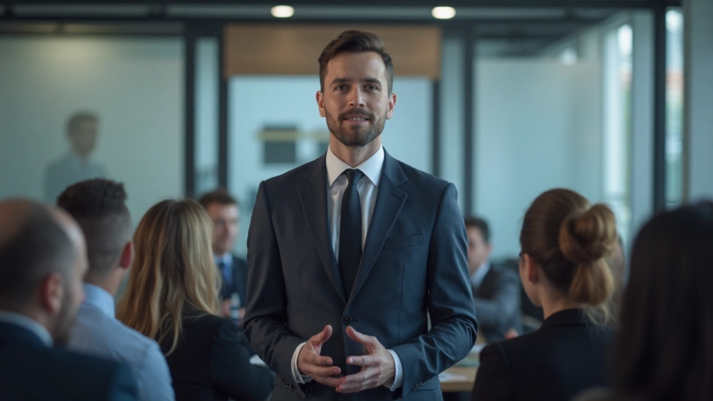 Лидер команды презентует стратегию управления организационными изменениями